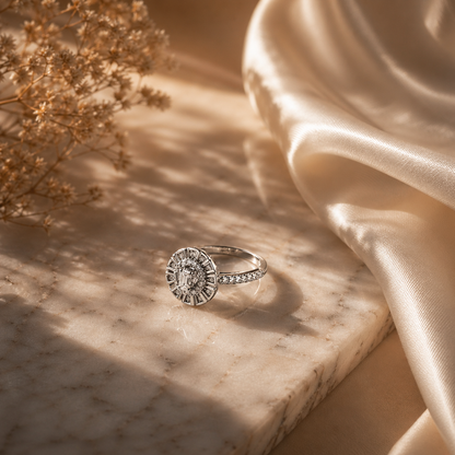 925 Sterling Silver Halo Sparkle Ring