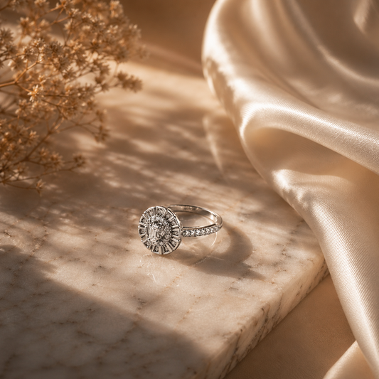 925 Sterling Silver Halo Sparkle Ring