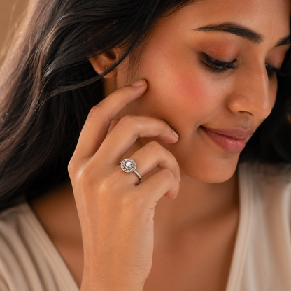 925 Sterling Silver Halo Sparkle Ring