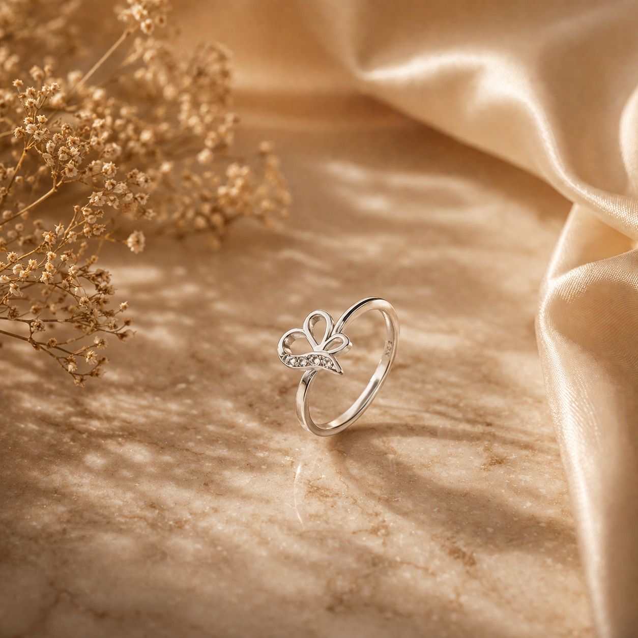 925 Sterling Silver Butterfly Bow Ring