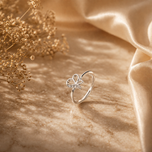 925 Sterling Silver Butterfly Bow Ring