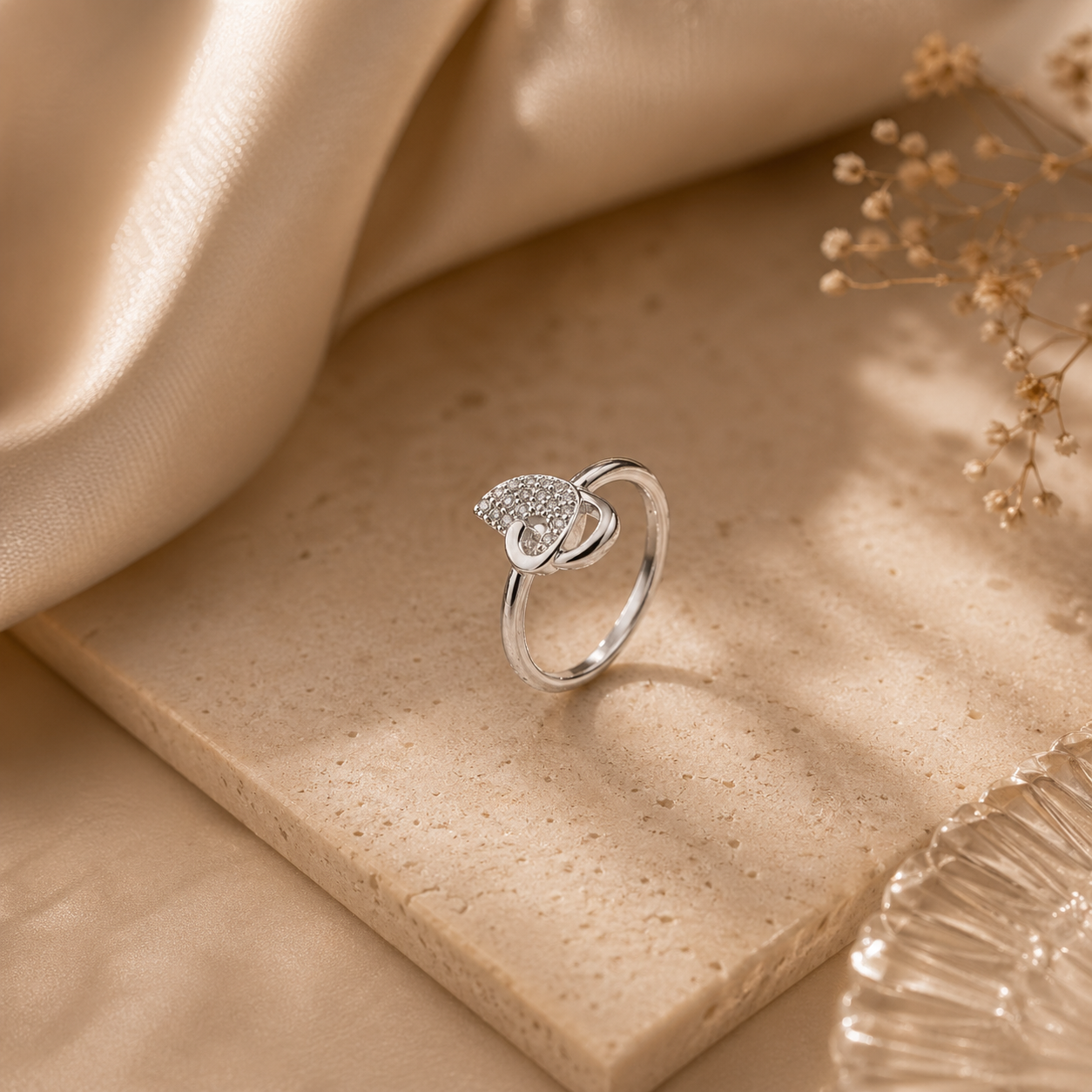 925 Sterling Silver Heart Knot Ring