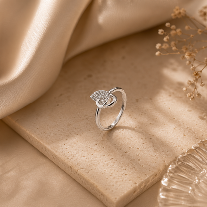 925 Sterling Silver Heart Knot Ring
