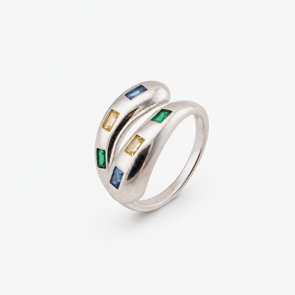 925 Sterling Silver Multicolour Gemstone Ring