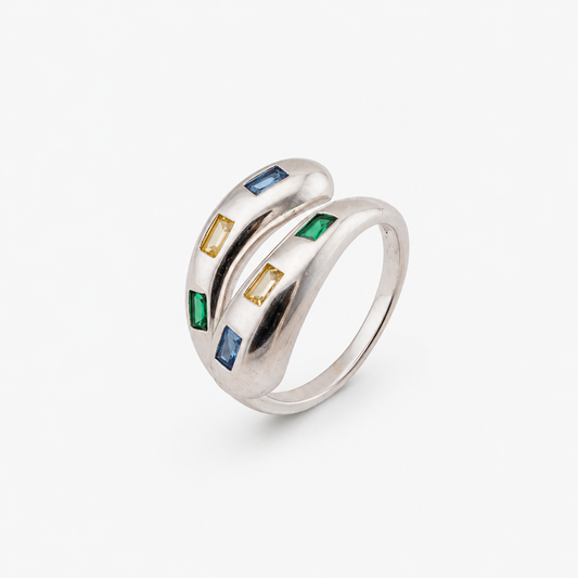 925 Sterling Silver Multicolour Gemstone Ring
