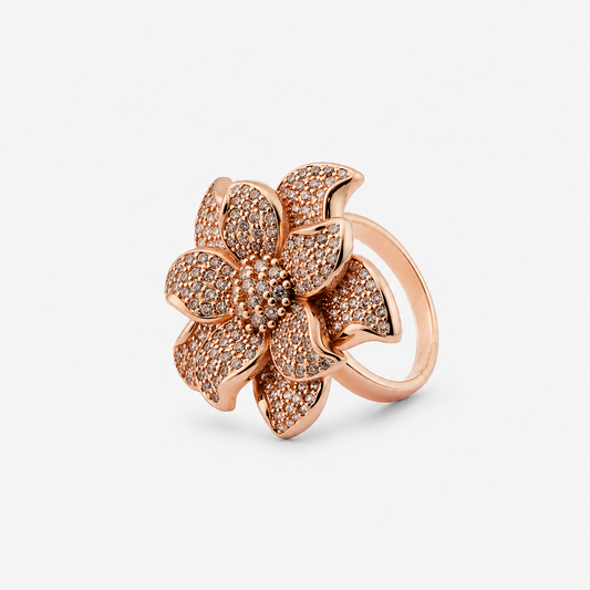 Rose Gold Floral Statement Ring