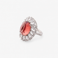 925 Sterling Silver Ruby Halo Statement Ring