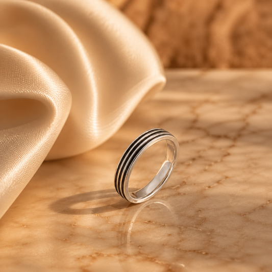 925 Sterling Silver Minimal Groove Band Ring
