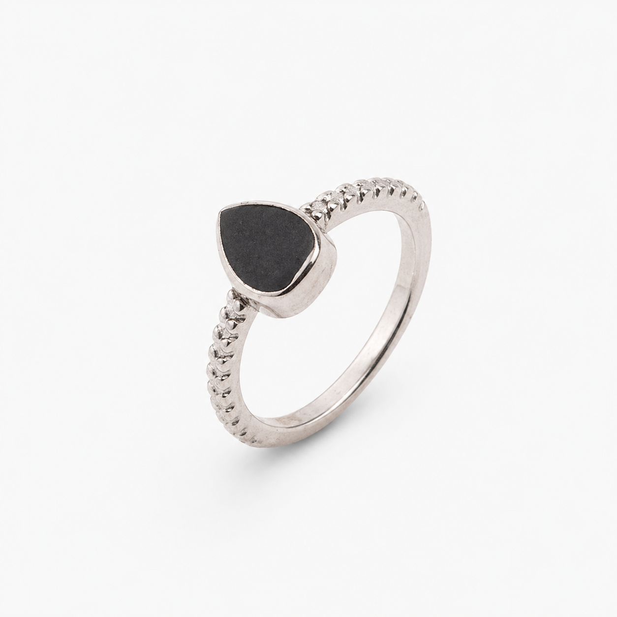 925 Sterling Silver Black Stone Minimal Ring