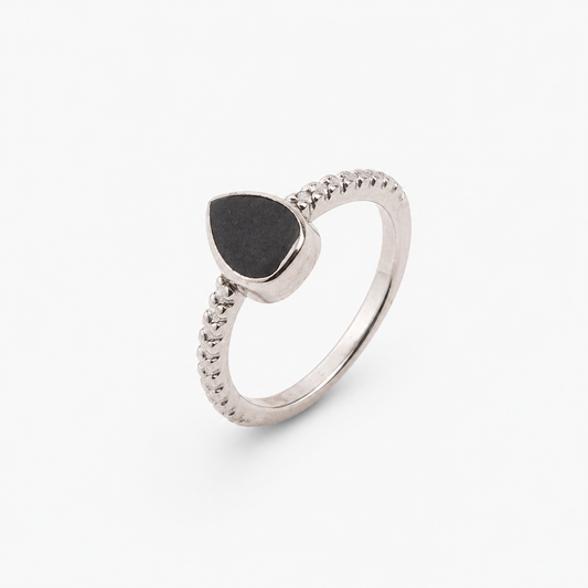 925 Sterling Silver Black Stone Minimal Ring