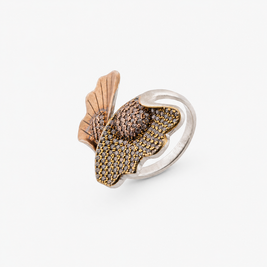 Floral Statement Ring with Dual Tone Finish