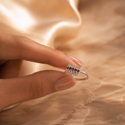 Ruby & Zircon Elegant Band Ring