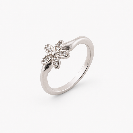 925 Sterling Silver Floral Minimal Ring