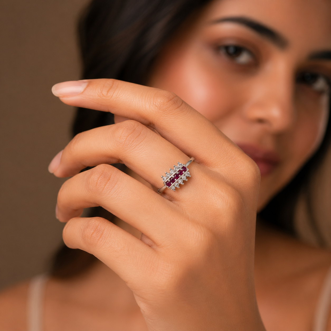 Ruby & Zircon Elegant Band Ring