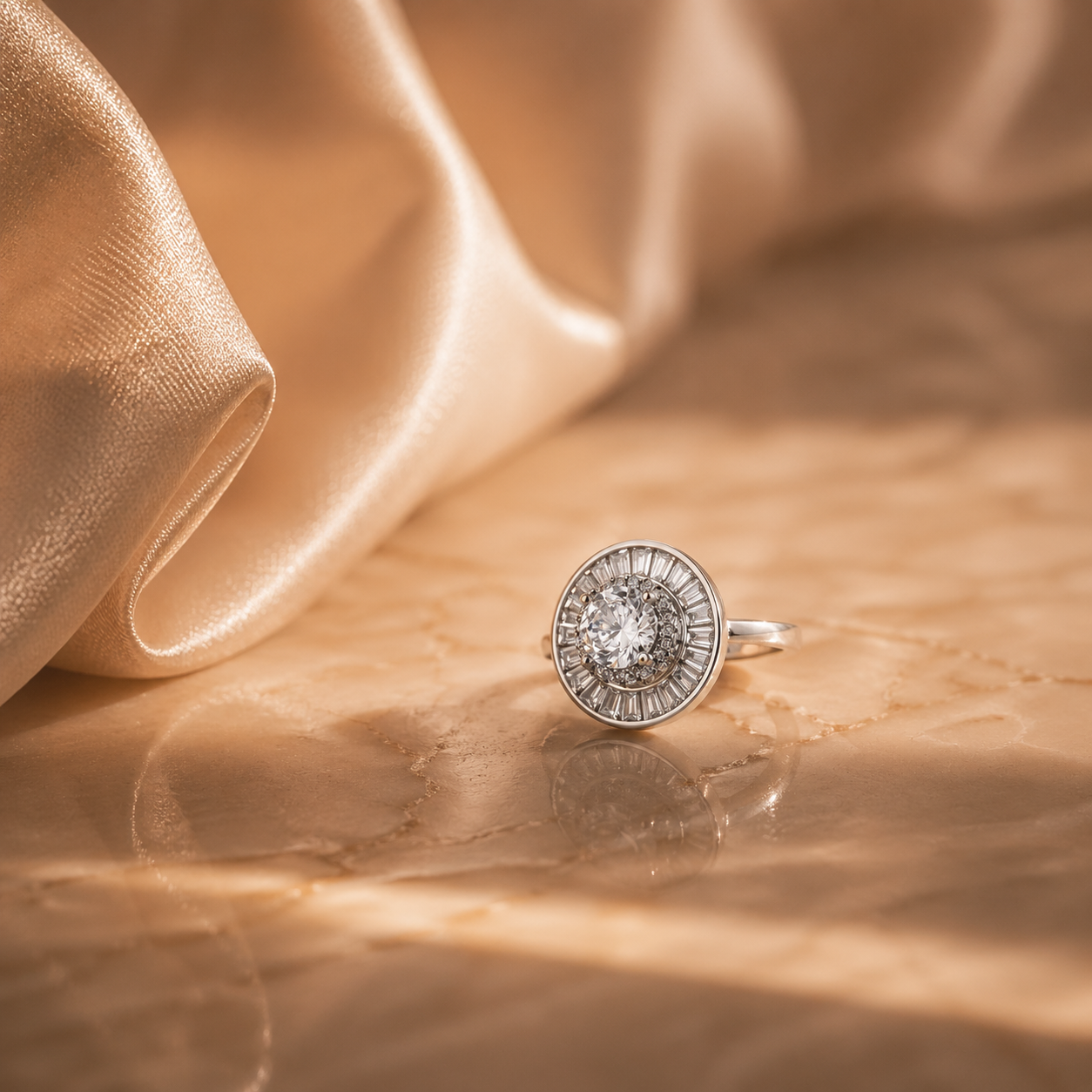 Halo Zircon Statement Ring