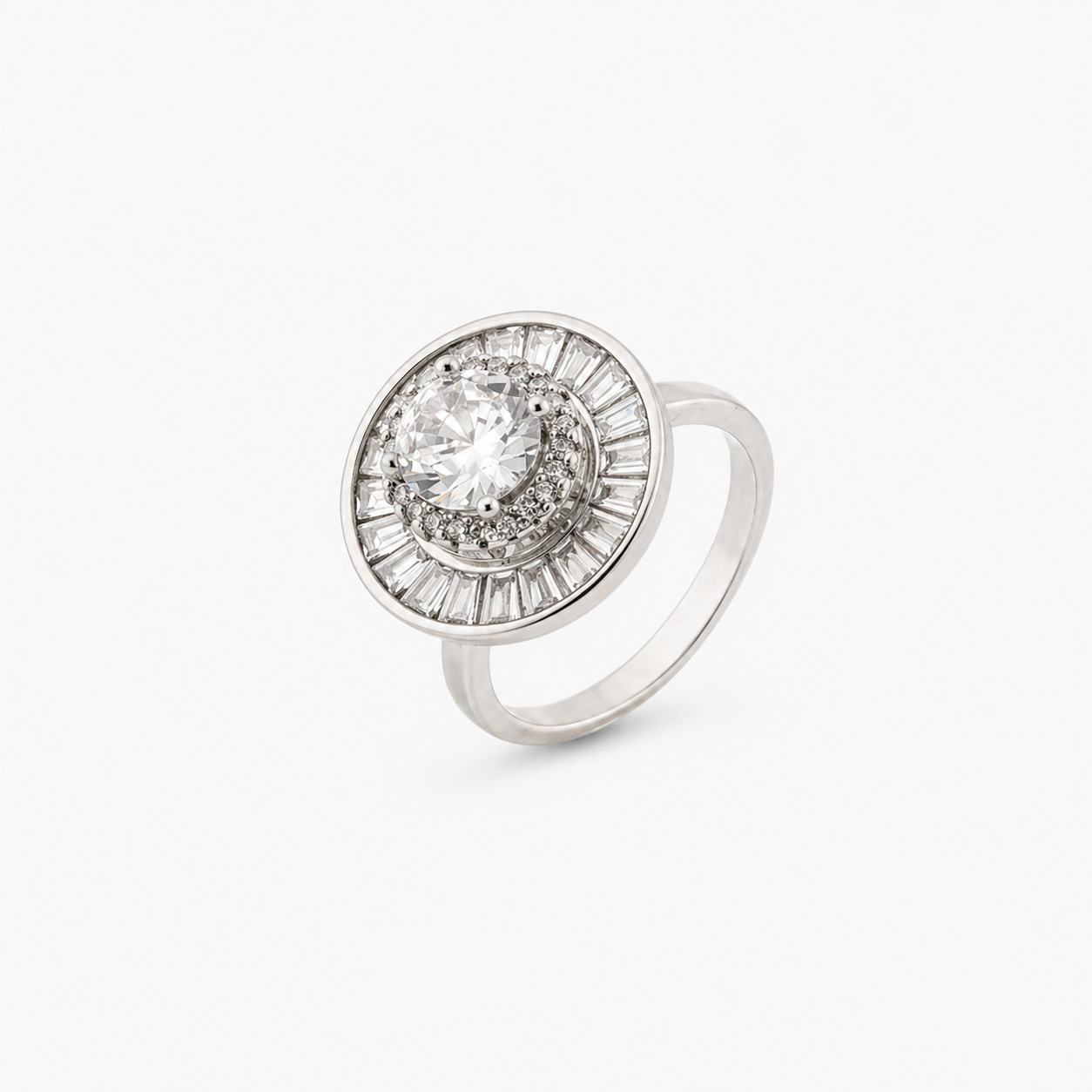 Halo Zircon Statement Ring