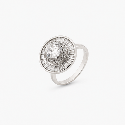 Halo Zircon Statement Ring