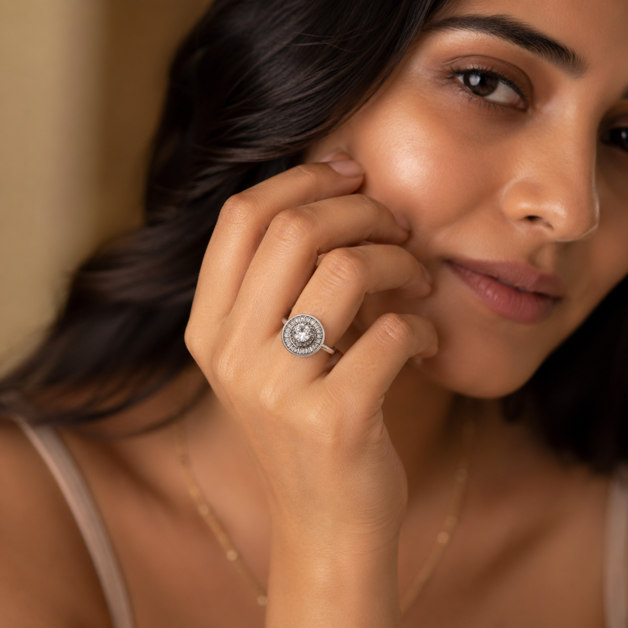 Halo Zircon Statement Ring