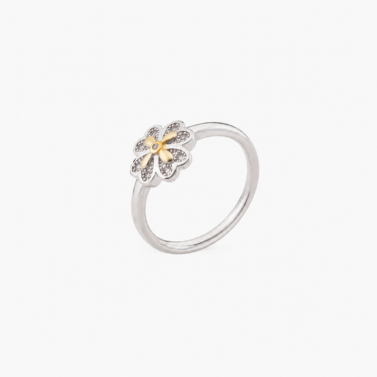 Dual Tone Floral Ring