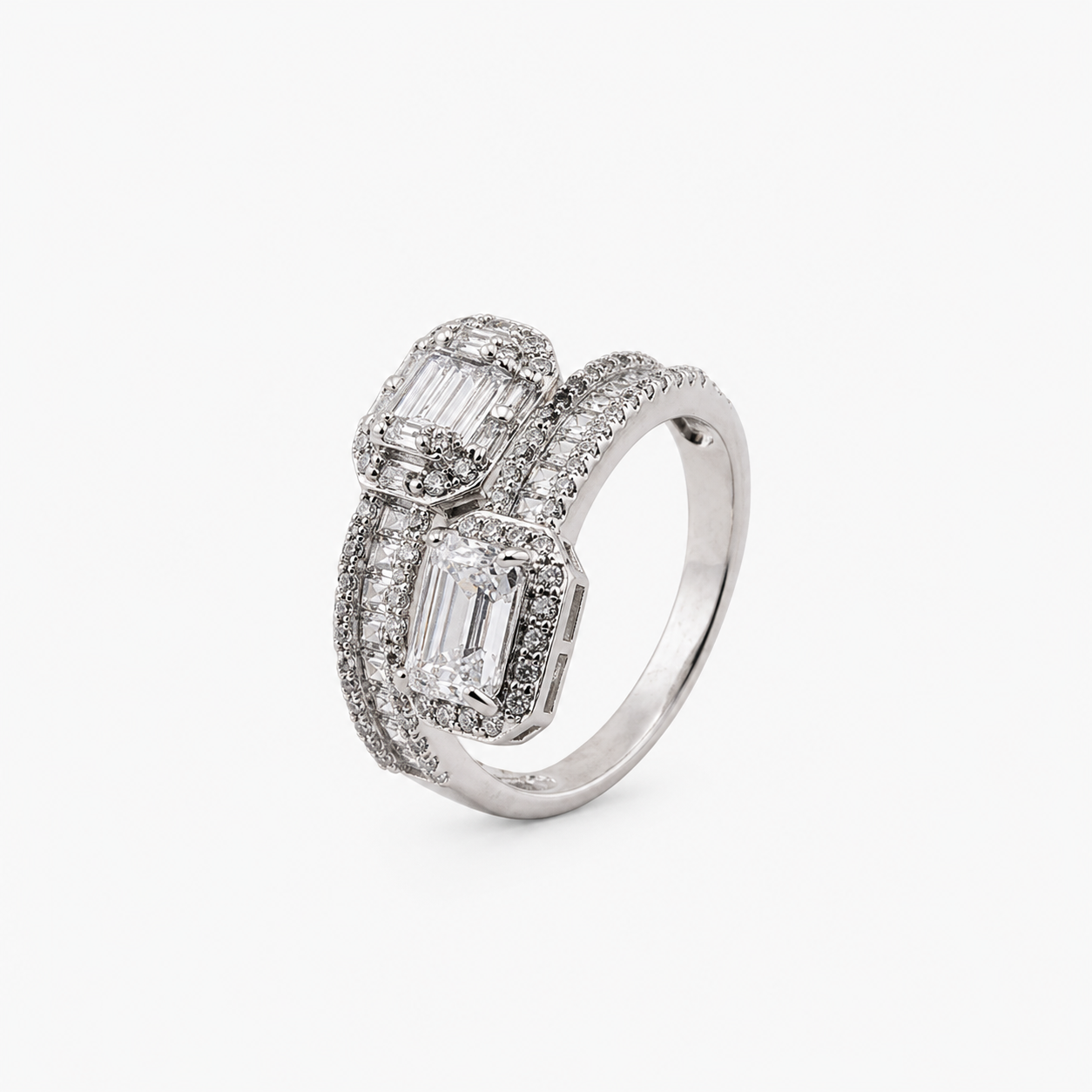 Double Emerald Cut Zircon Ring