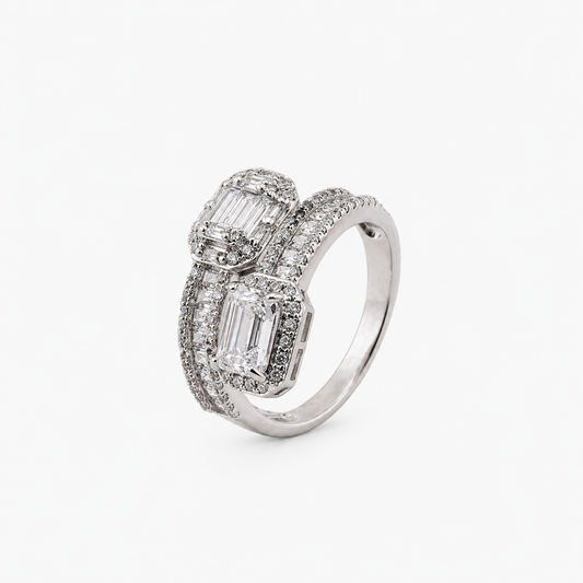 Double Emerald Cut Zircon Ring