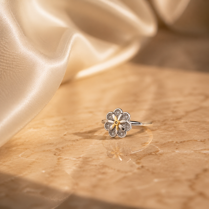 Dual Tone Floral Ring