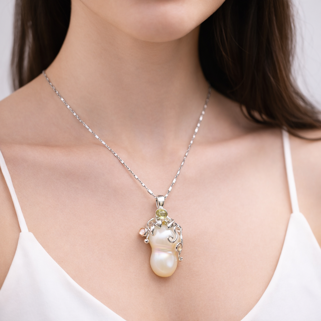 Moonvine Baroque Pearl Silver Pendant