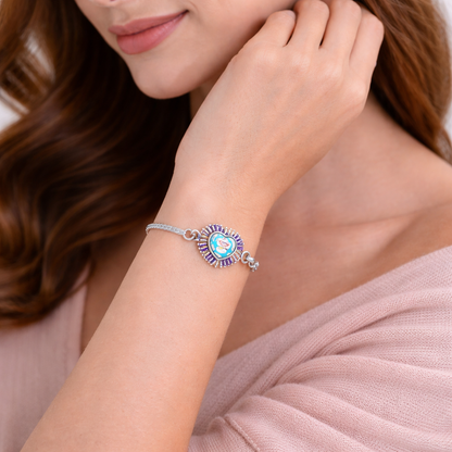 Silver Heart Charm Bracelet for Women | Colourful Enamel Heart Design in 925 Silver