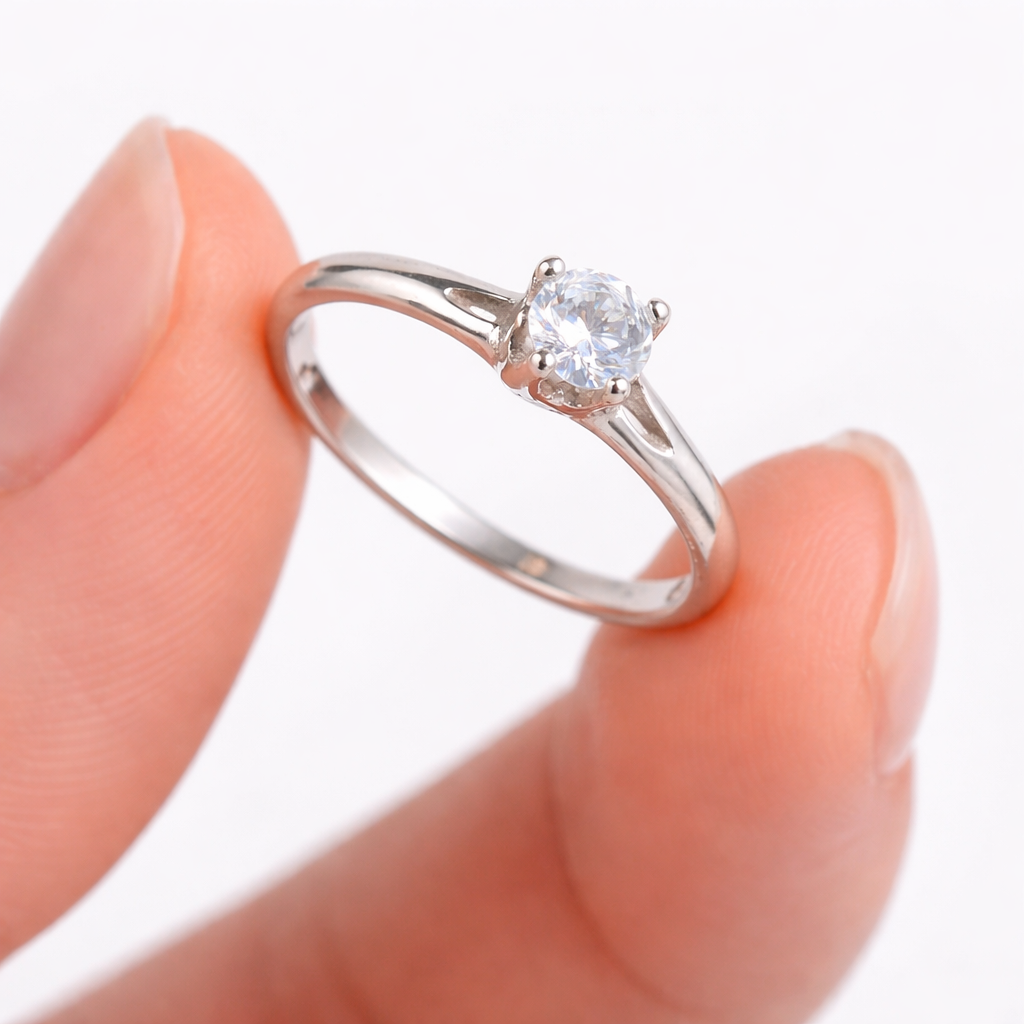 Silver Classic Solitaire Ring for Women | Elegant Round-Cut Stone in 925 Silver