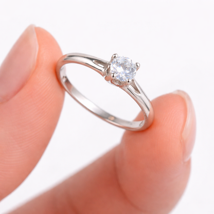 Silver Classic Solitaire Ring for Women | Elegant Round-Cut Stone in 925 Silver
