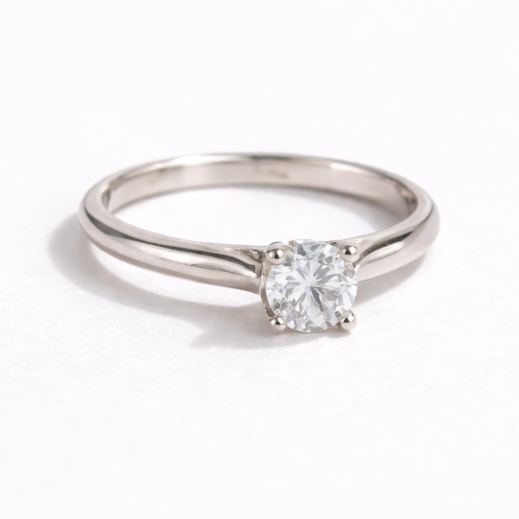 Silver Classic Solitaire Ring for Women | Elegant Round-Cut Stone in 925 Silver