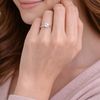 Silver Classic Solitaire Ring for Women | Elegant Round-Cut Stone in 925 Silver
