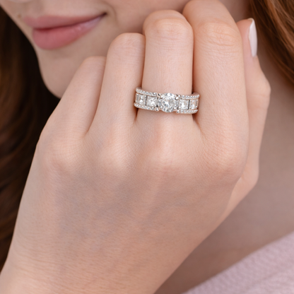 Elegant Silver Groove Band Ring for Women