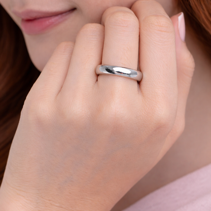 Classic Polished Silver Comfort Band Ring for Women