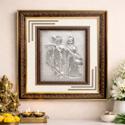 Radha Krishna Framed Wall Art with Ornate Wooden Finish
