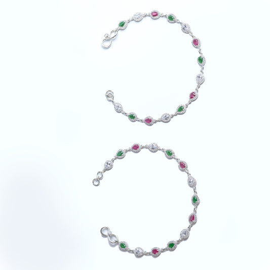 Royal Teardrop Halo Silver Anklet
