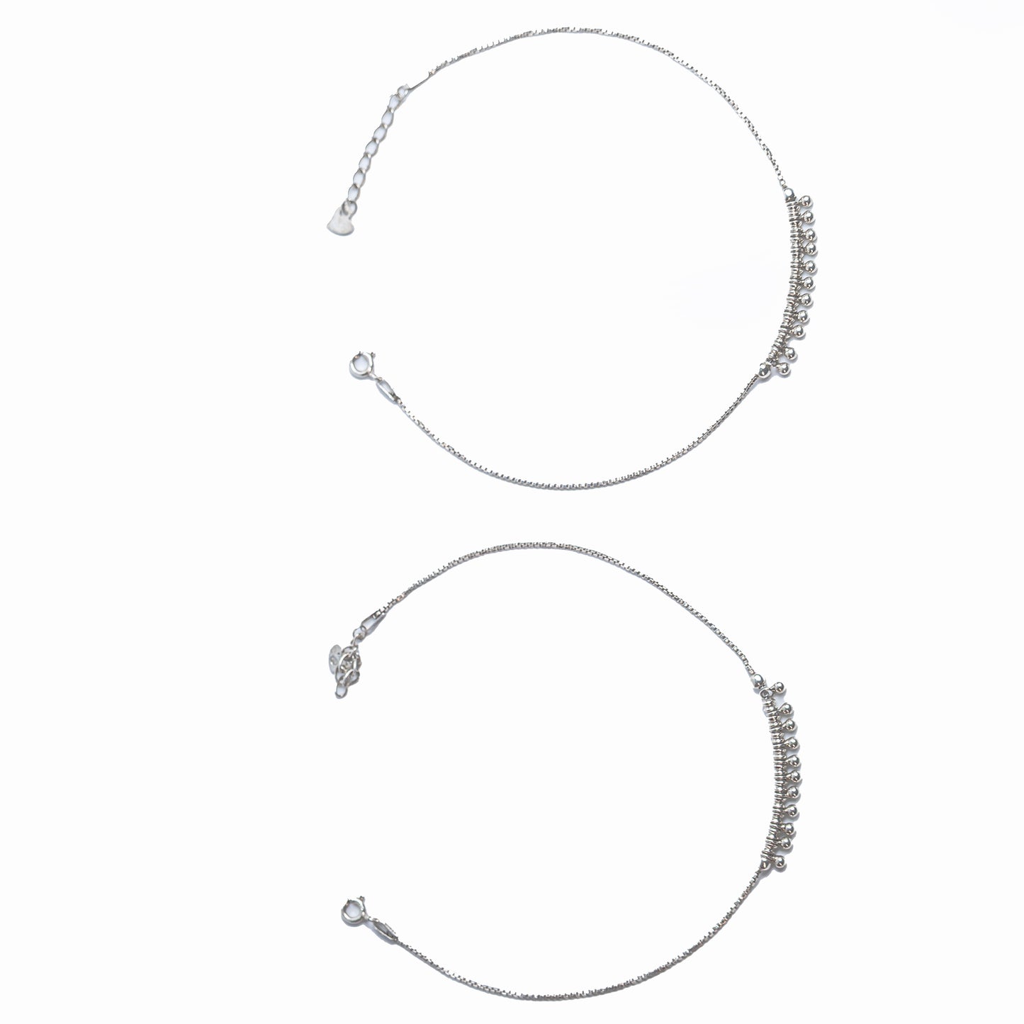Celeste Charm Beaded Silver Anklet