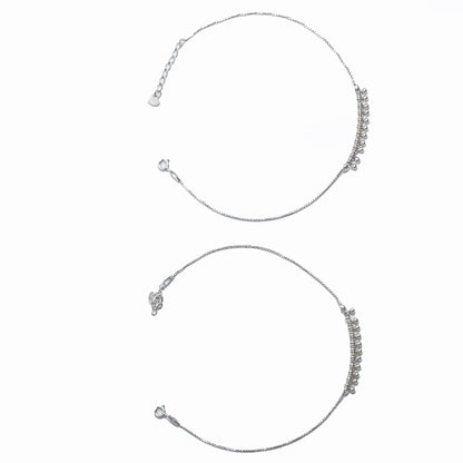 Celeste Charm Beaded Silver Anklet