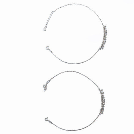 Celeste Charm Beaded Silver Anklet
