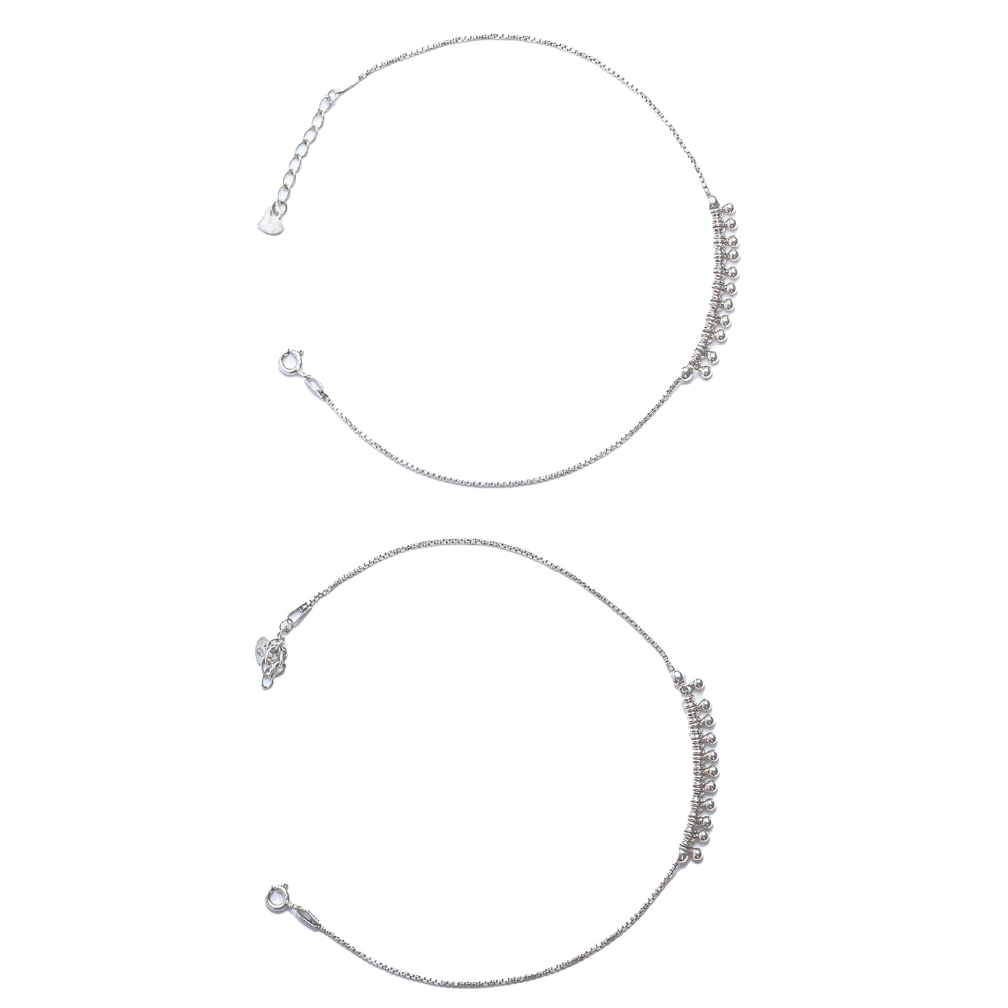 Celeste Charm Beaded Silver Anklet