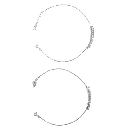 Celeste Charm Beaded Silver Anklet