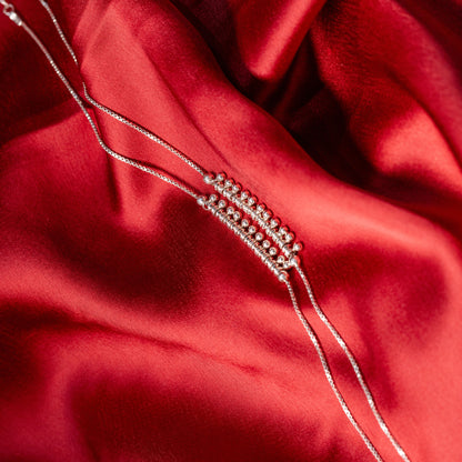 Celeste Charm Beaded Silver Anklet