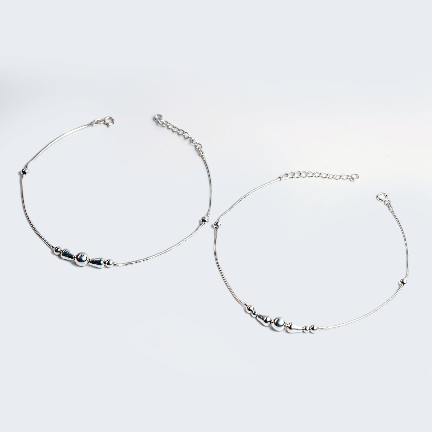 Minimal Bead Accent Silver Anklet