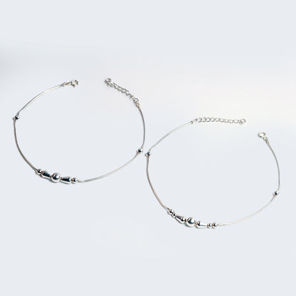 Minimal Bead Accent Silver Anklet
