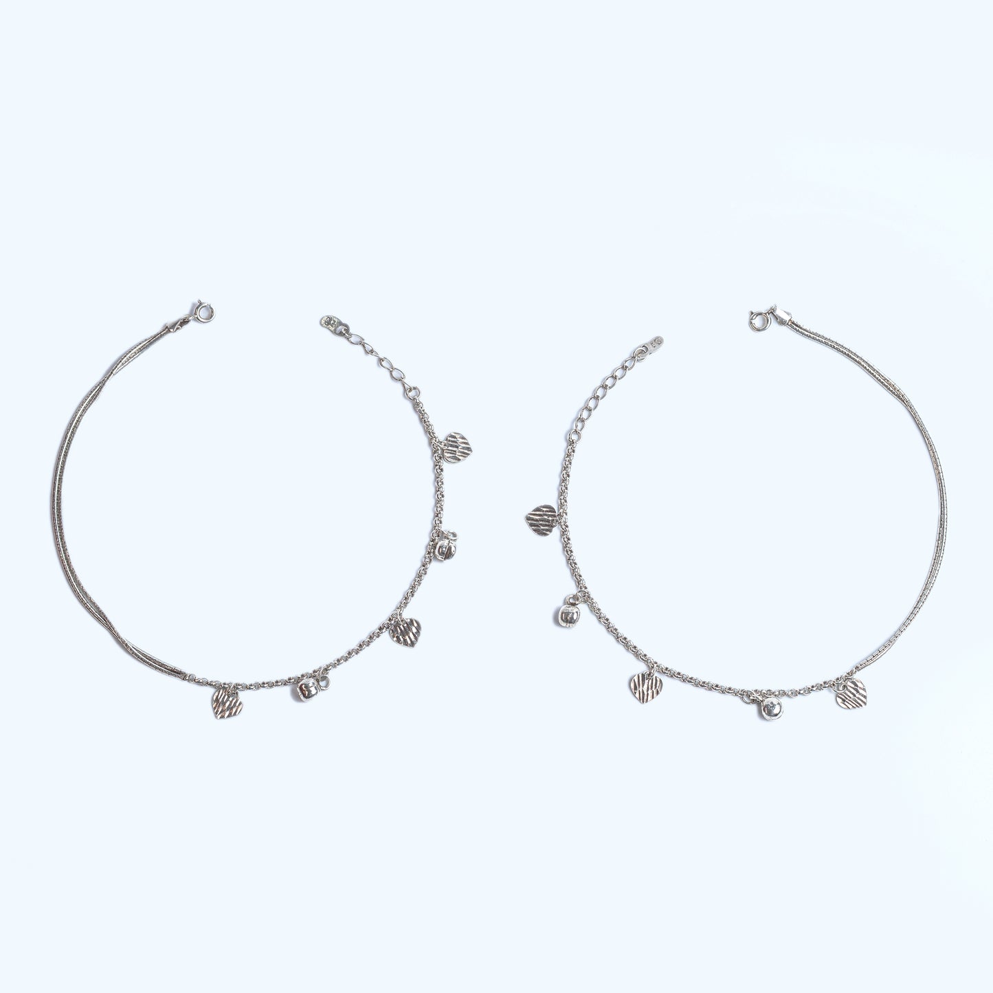 Love Charm Silver Anklet
