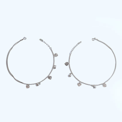 Love Charm Silver Anklet