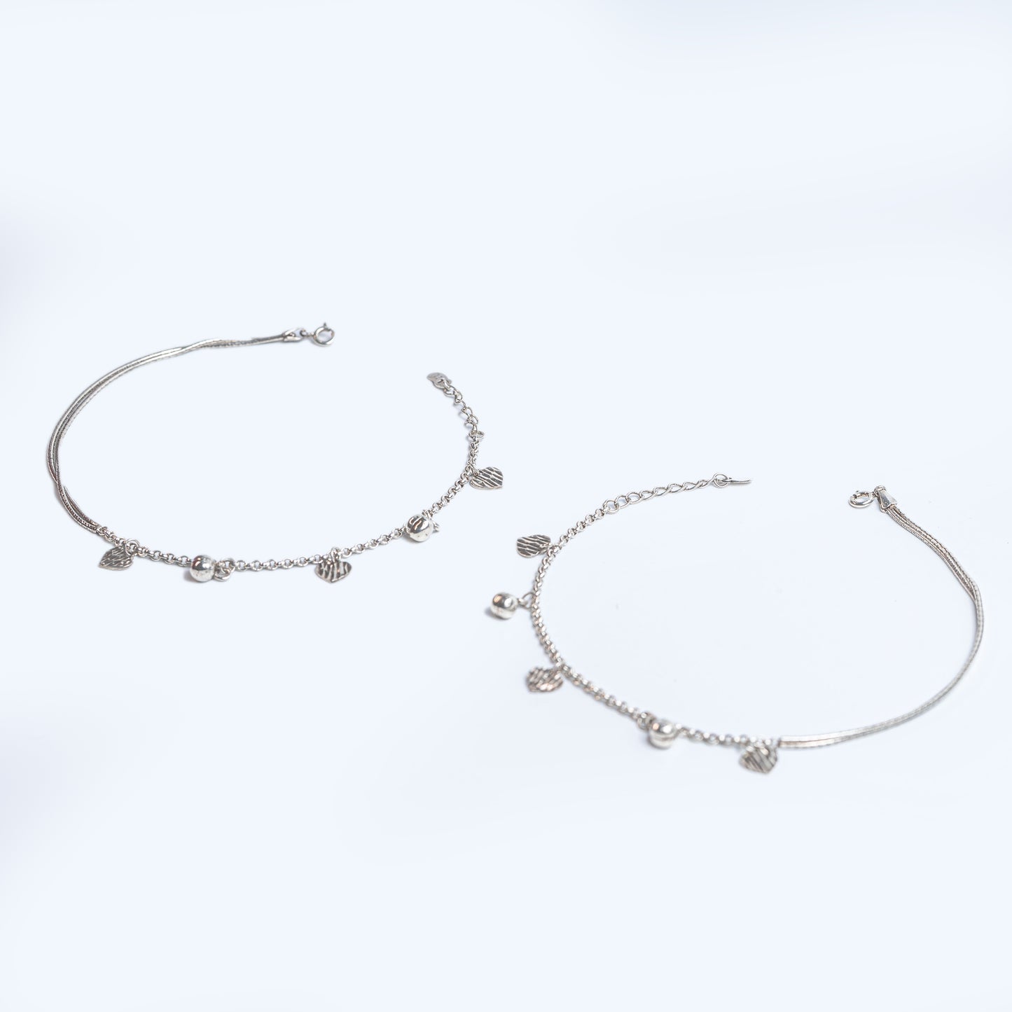 Love Charm Silver Anklet