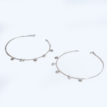 Love Charm Silver Anklet