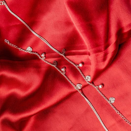 Love Charm Silver Anklet