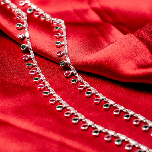 Royal Teardrop Charm Silver Anklet